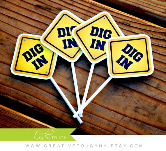 Construction Cupcake Toppers, Under Construction, Dig In, Construction Birthday, Construction Party, Construction Cake Topper, Decoration Il_570xn