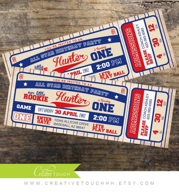 Baseball Invitation, Baseball Birthday Invitation, Baseball invite Baseball Ticket Invitation Baseball Birthday Baseball Party Little Rookie Il_570xn