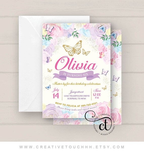 Butterfly Invitation, Butterfly Invite, Garden invitation, Garden invite, Butterfly Birthday Invite, Butterfly Birthday Invitation BF1 Il_570xn