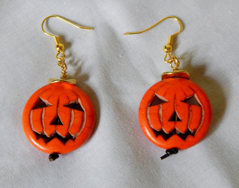 Pumpkin Earrings With Gold Filled Findings Halloween Jewelry - Etsy