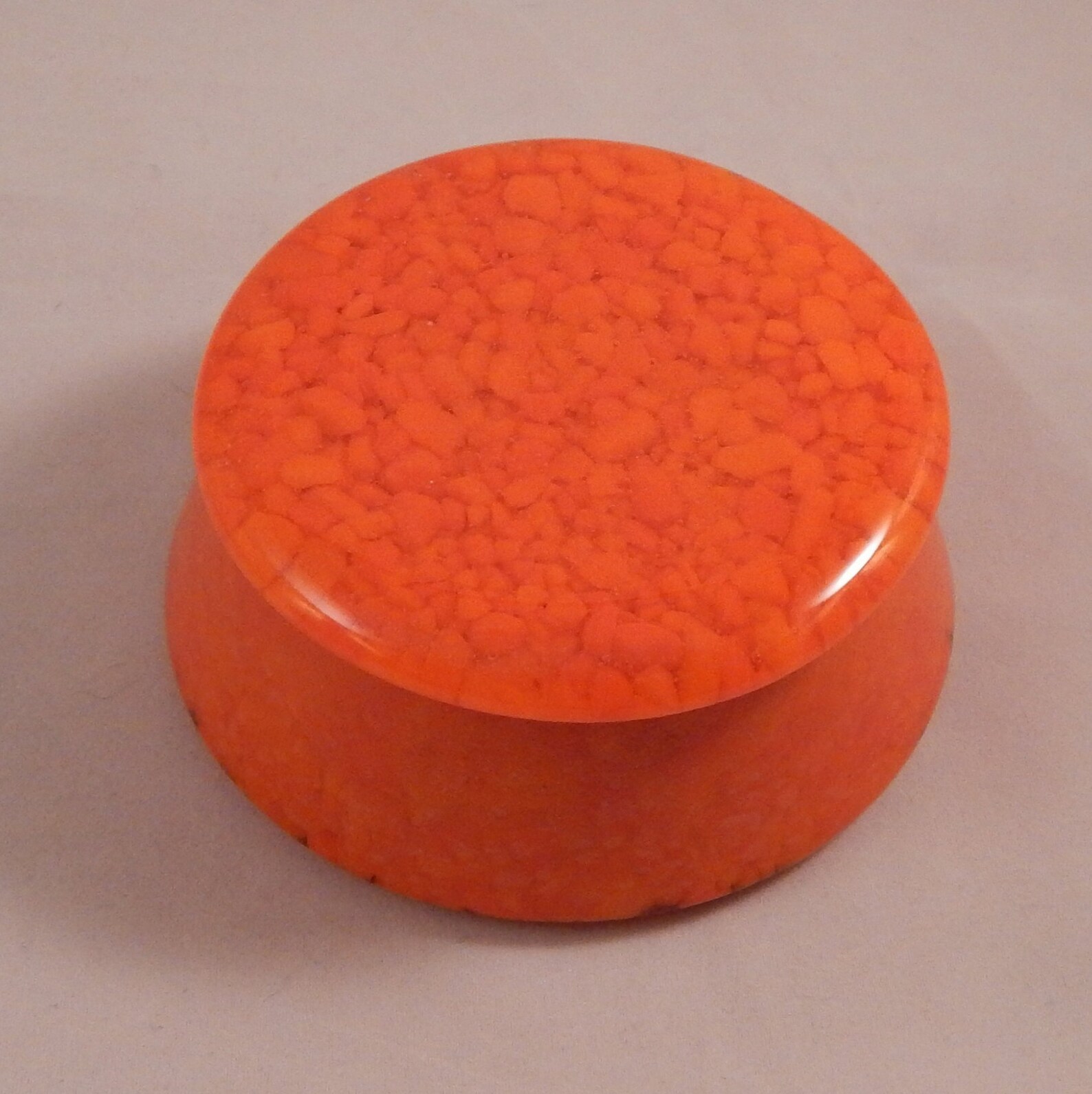Round Orange Fused Glass Box, Orange Jewelry Box, Orange Trinket Dish
