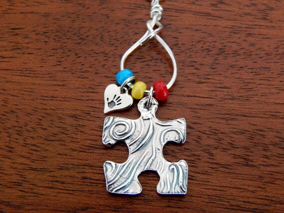 Autism Awareness Pendant Autism Necklace Silver Autism | Etsy