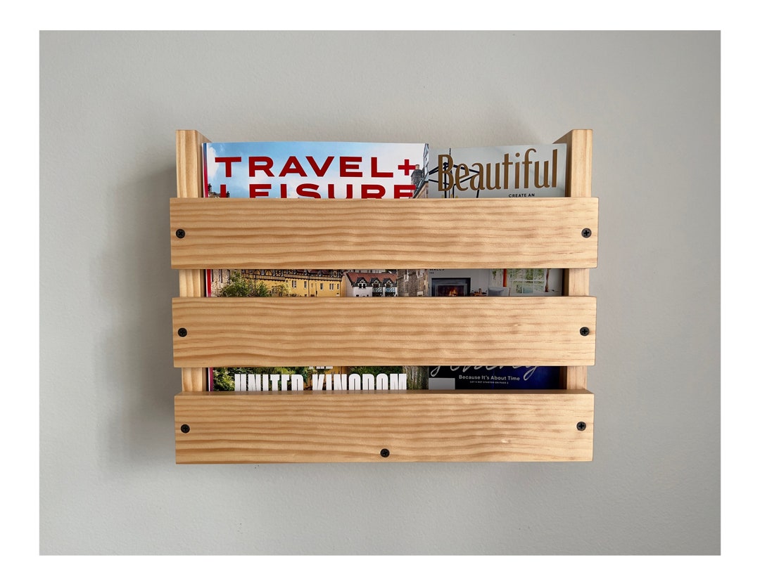 Wall Mounted Magazine Holder, Rustic Magazine Rack, Wall Storage Book