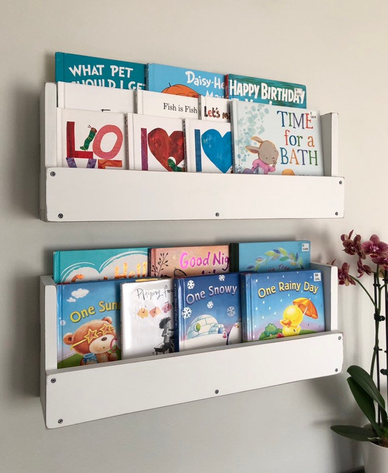 Wood Nursery Book Shelves Decor Kids Gift Book Shelf Wall Etsy