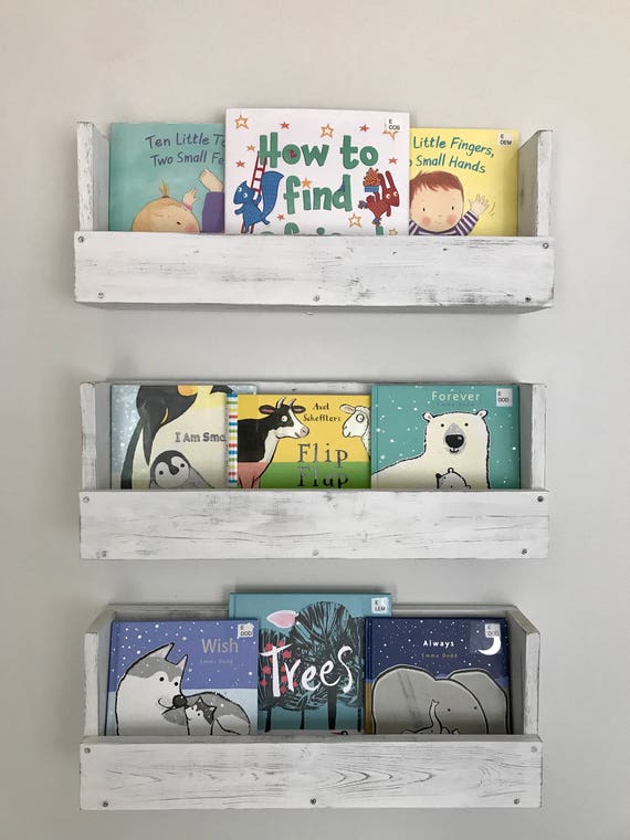 White Distressed Wood Bookshelves Set Of 3 Nursery Decor - Nursery Wall Bookshelf White White Distressed Wood Bookshelves Set Of 3 Nursery Decor - Nursery Wall Bookshelf White