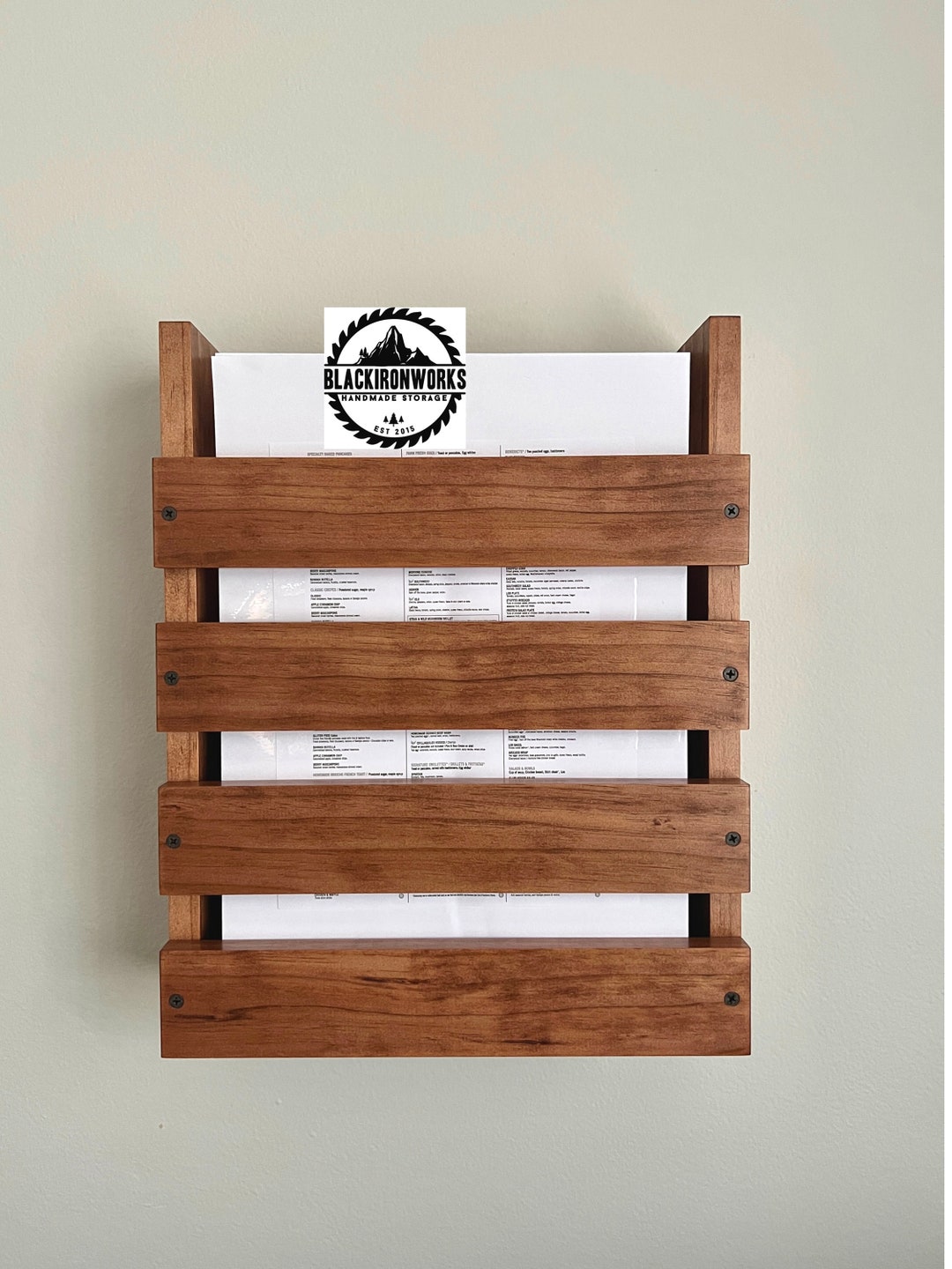 Restaurant Menu Holder Wall Mounted Menu Storage Wood Menu Etsy