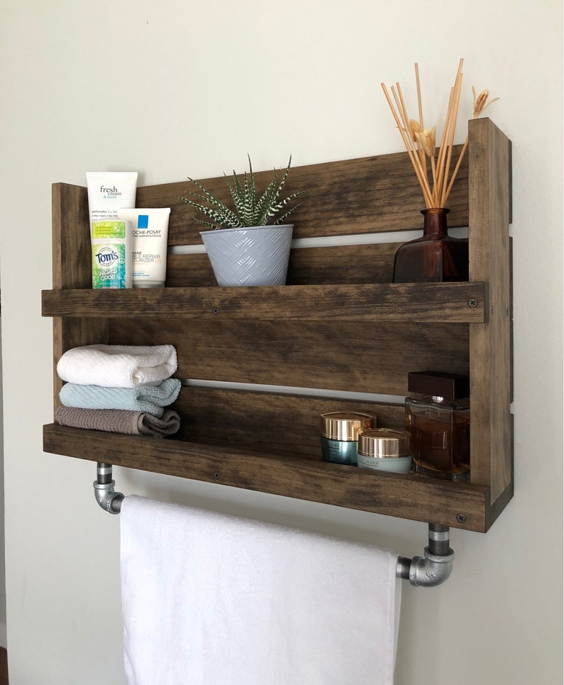 Bathroom Shelf With Galvanized Pipe Towel Bar Wall Mounted Etsy