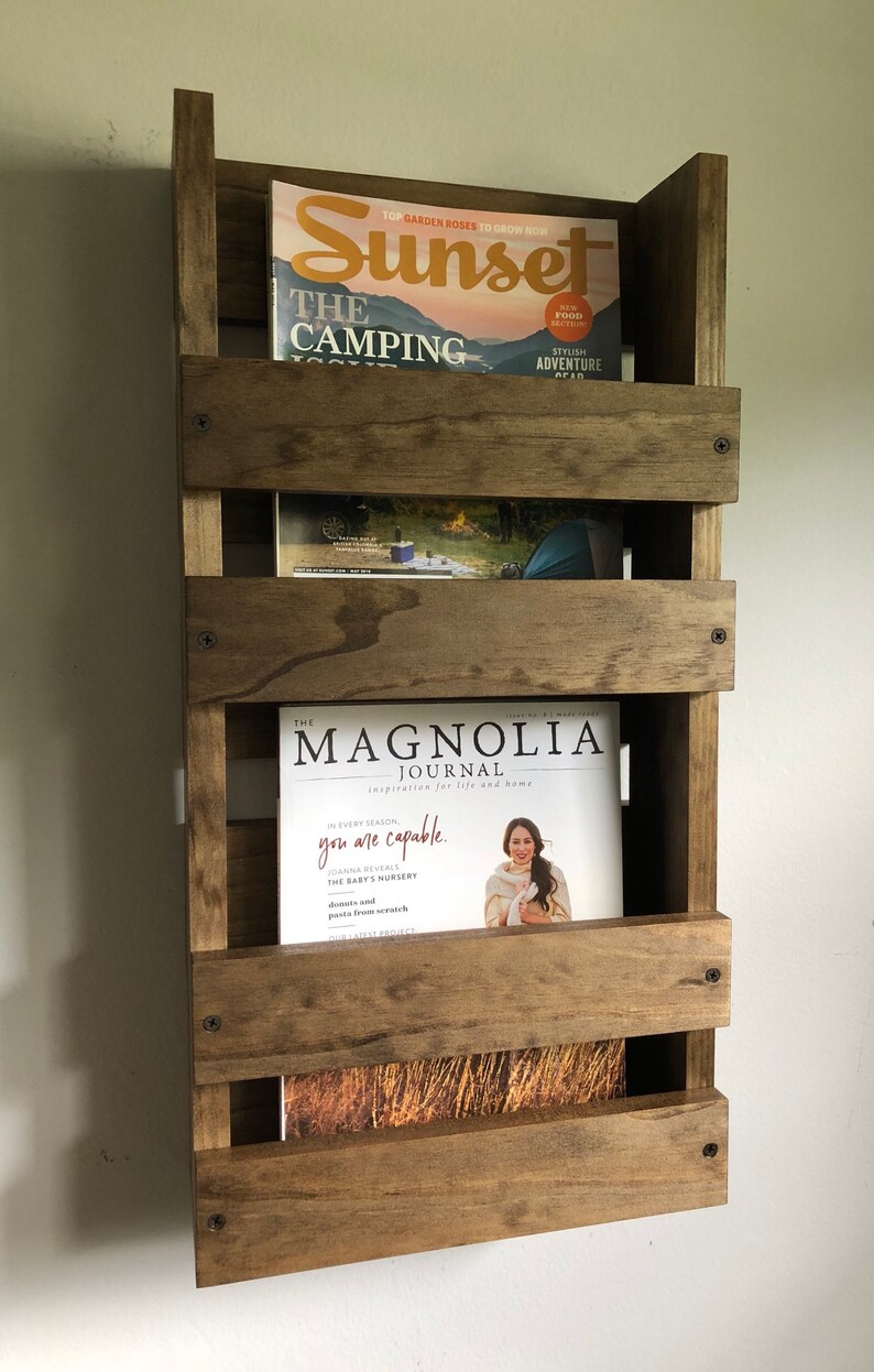 Double Recipe Box Magazine Rack Wall Mounted Vertical Etsy