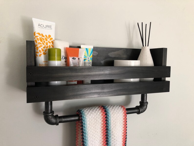 Bathroom Shelf With Pipe Towel Bar Fixer Upper Urban Bathroom Etsy