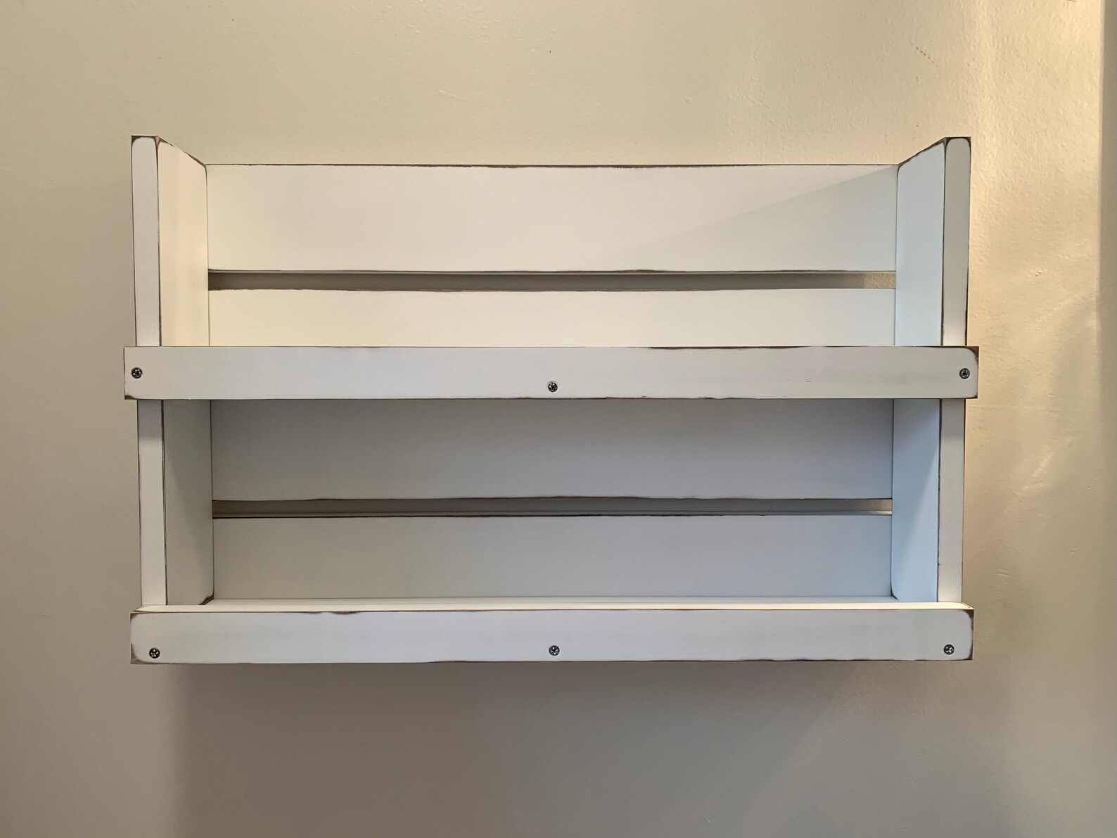 Rustic White Distressed Wood Bathroom Shelf Farmhouse Decor Etsy