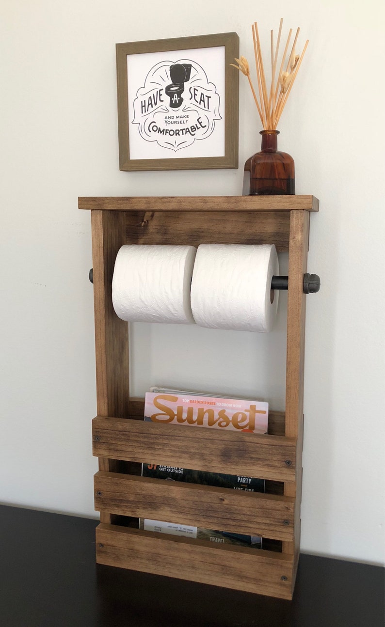 Toilet Paper Holder Free Standing Bathroom Magazine Rack Etsy