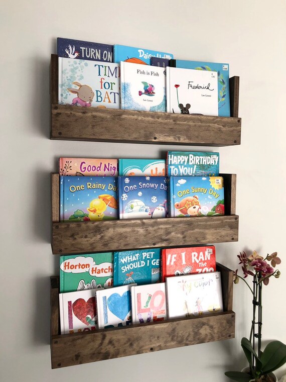 Wood Shelves Kids Room Book Nursery Shelf Set Of
