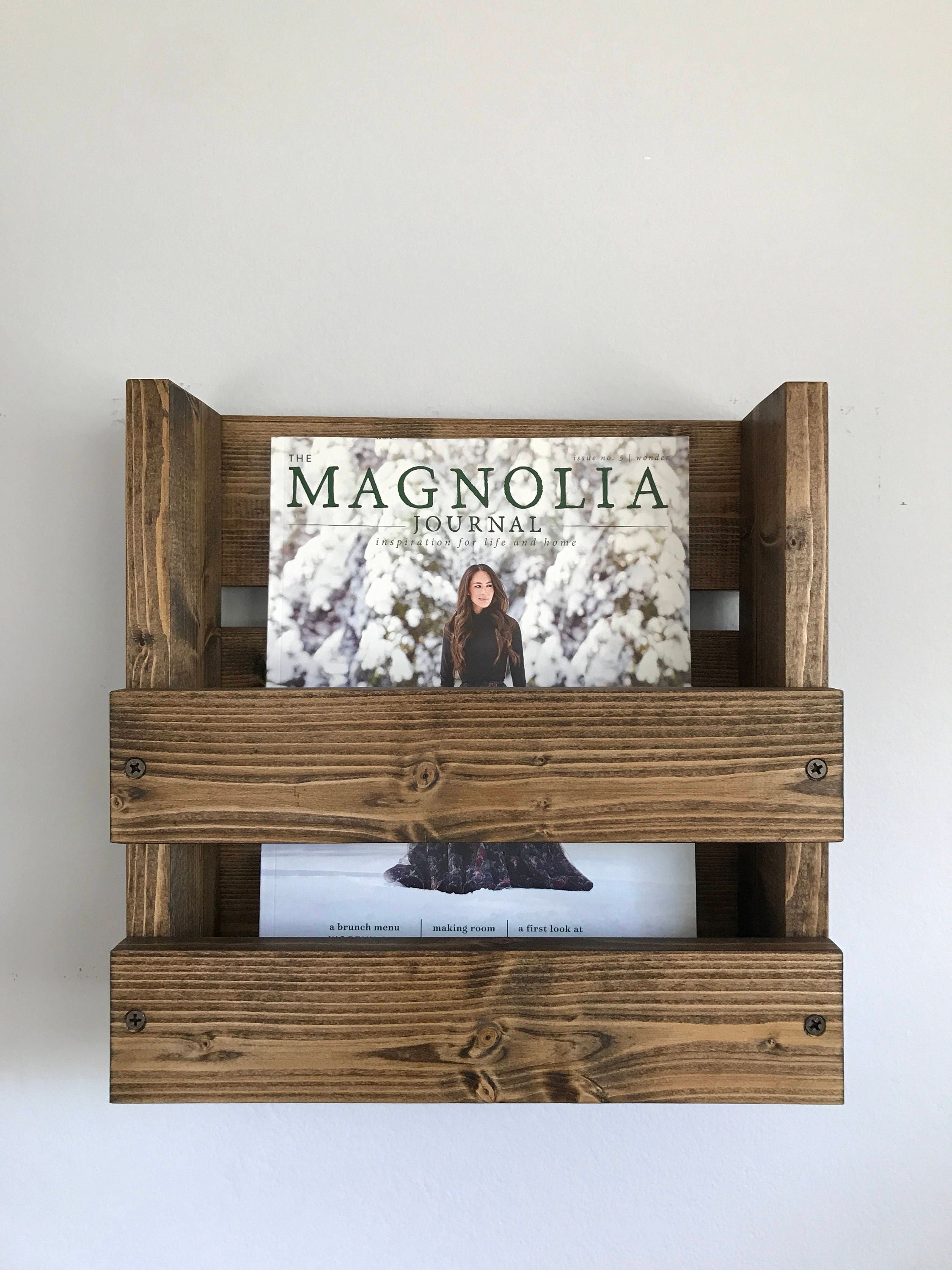 Magazine rack Rustic magazine holder Wall mounted magazine