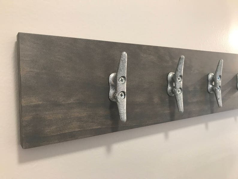 Nautical Shelf With Towel Hooks Coat Rack Cleats Wall Hanging Etsy