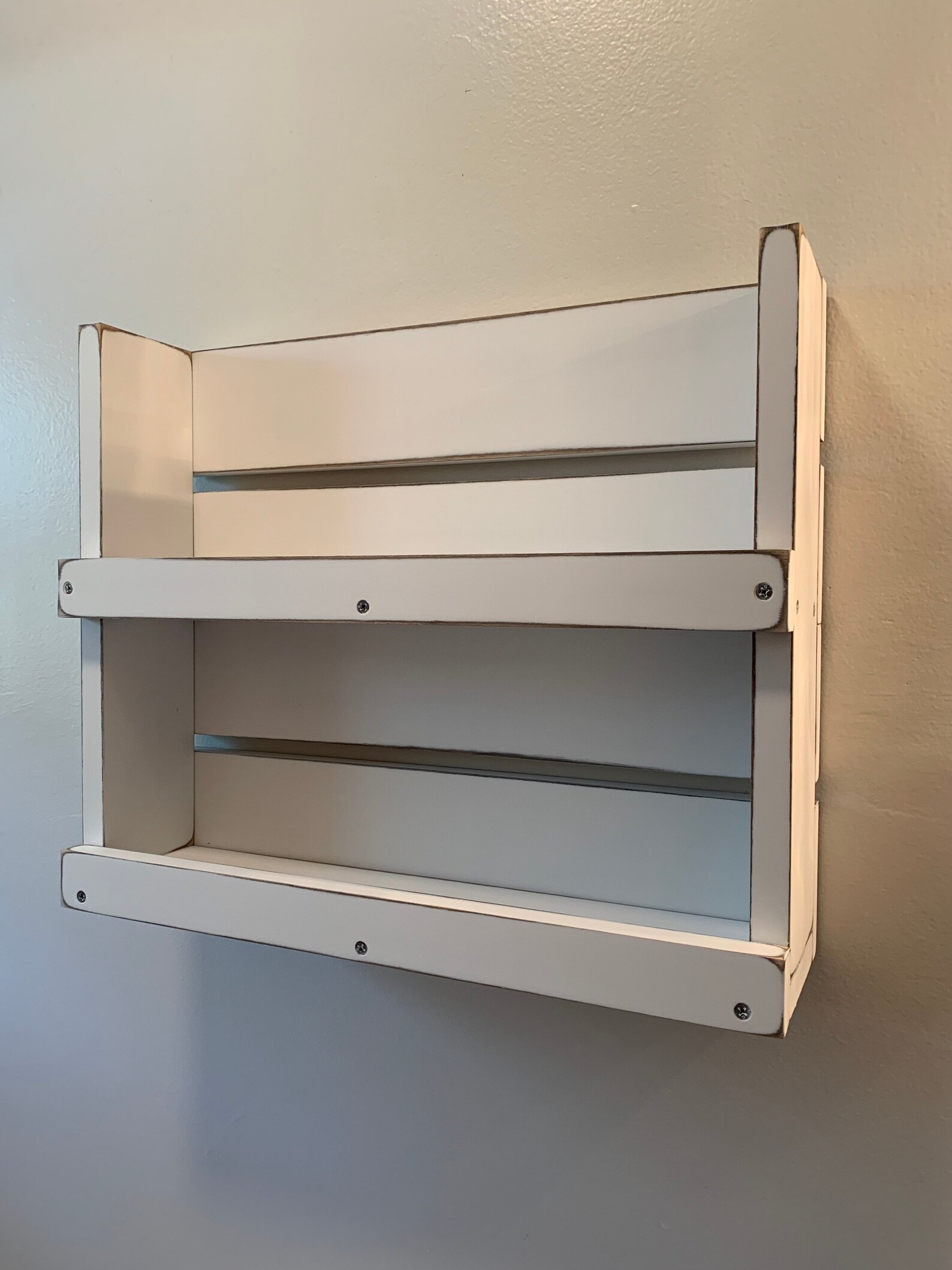 Rustic White Distressed Wood Bathroom Shelf Farmhouse Decor Etsy