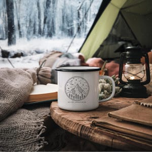 Camping Mug - WiFi Off, Adventure On - Enamel Camping Cup for Outdoors, Hiking, and Travel, Gift for Nature Lovers