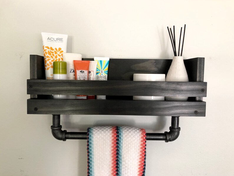 Bathroom Shelf With Pipe Towel Bar Fixer Upper Urban Bathroom Etsy