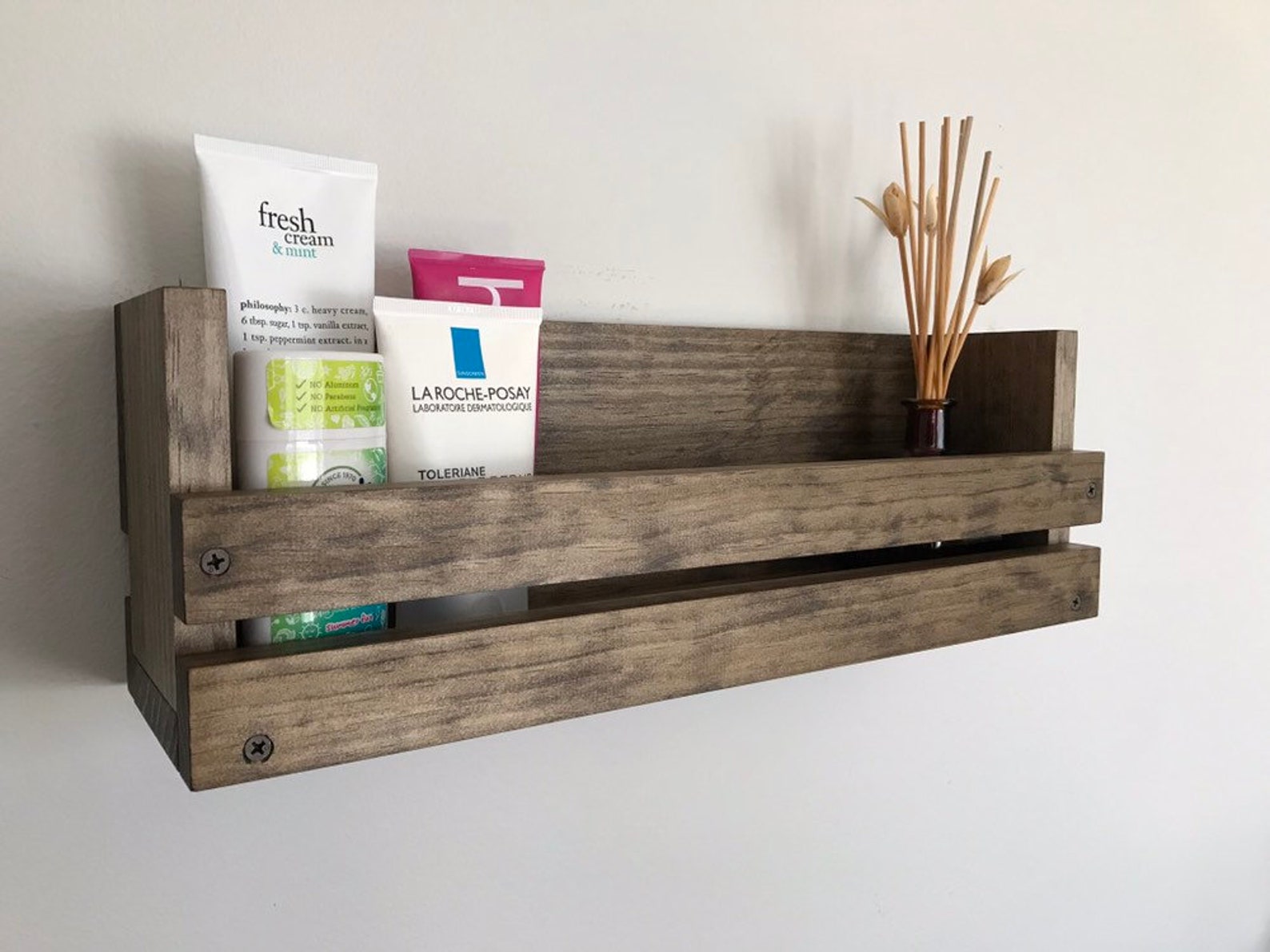 Bathroom Shelf Wall Mounted Wood Bathroom Storage and Decor Etsy