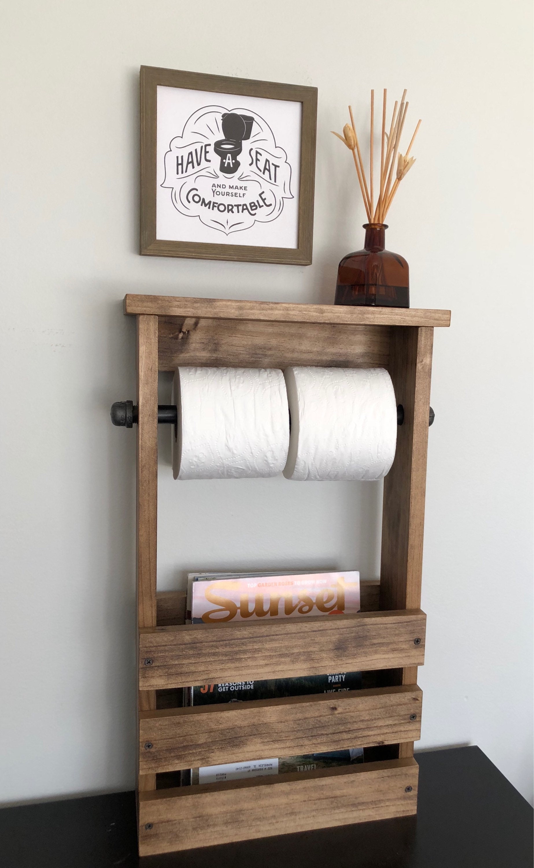 Toilet Paper Holder Free Standing Bathroom Magazine Rack Etsy