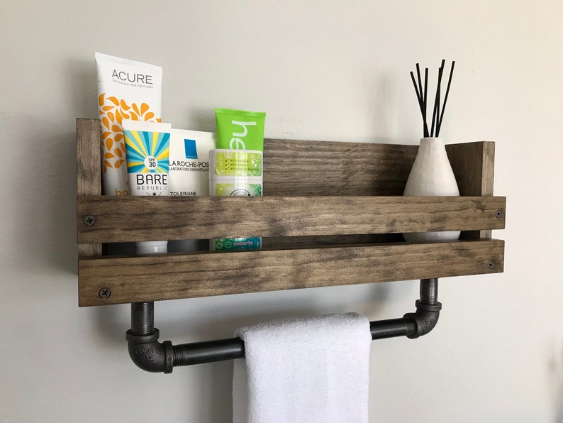 Bathroom Shelf With Pipe Towel Bar Towel Holder Bathroom Etsy