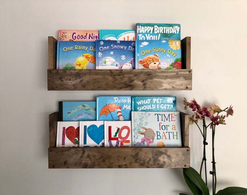Nursery Book Shelves Set Of 2 Book Shelves Wall Mount Book Etsy