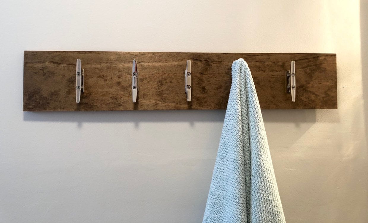Rustic Wooden Coastal Bathroom Towel Stacker Storage Organizer Rack