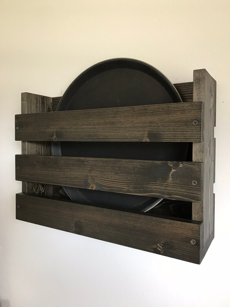 Restaurant Serving Trays Holder Wall Mounted Rustic Wood Rack Etsy
