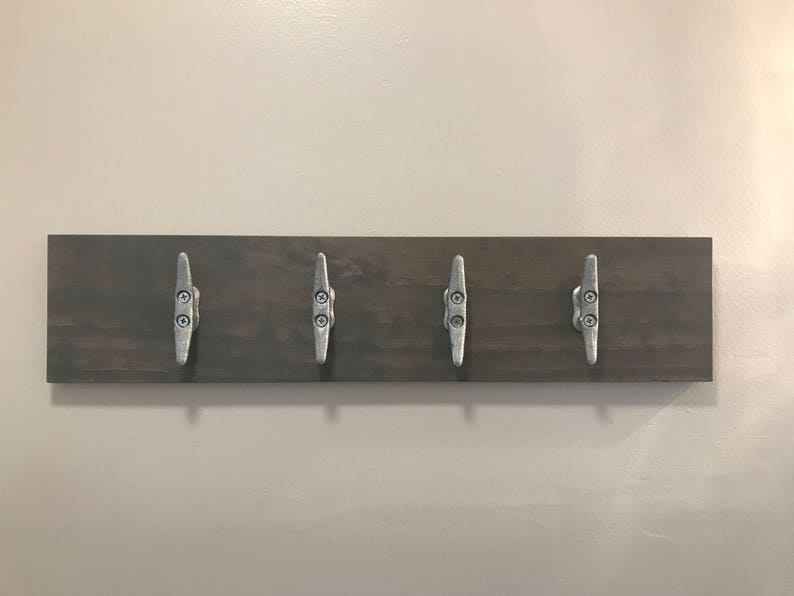 Nautical Shelf With Towel Hooks Coat Rack Cleats Wall Hanging Etsy