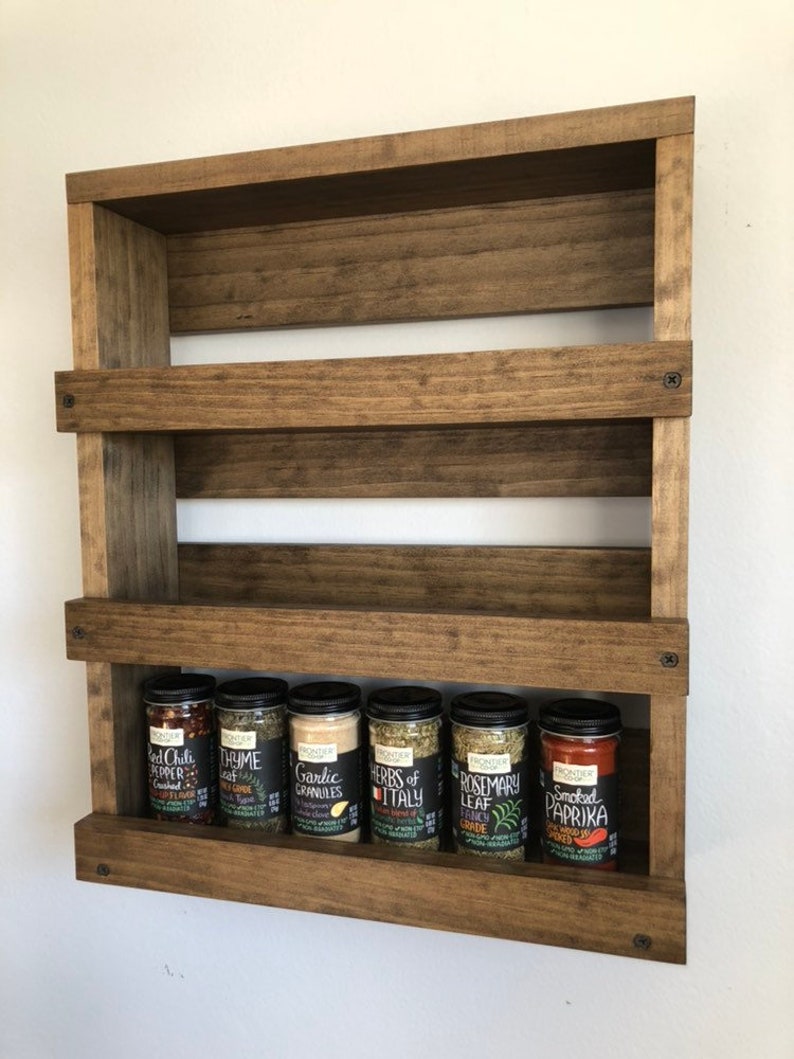 Wall Mounted Spice Rack Gift Item for Her Kitchen Spice Etsy Canada