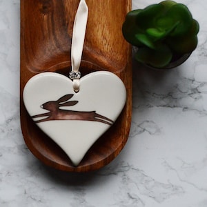 Leaping Hare Ceramic Heart image 1