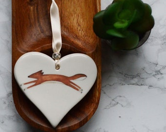 Leaping Fox Ceramic Heart