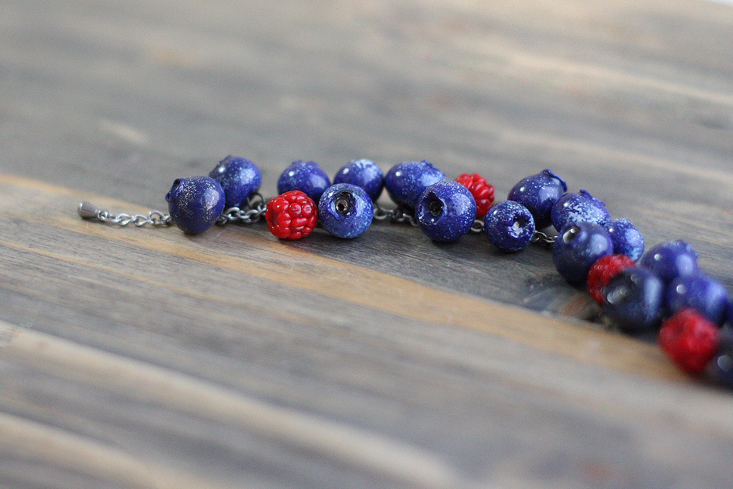 Glass Blueberry Raspberry Bracelet. Glass beads handmade Etsy