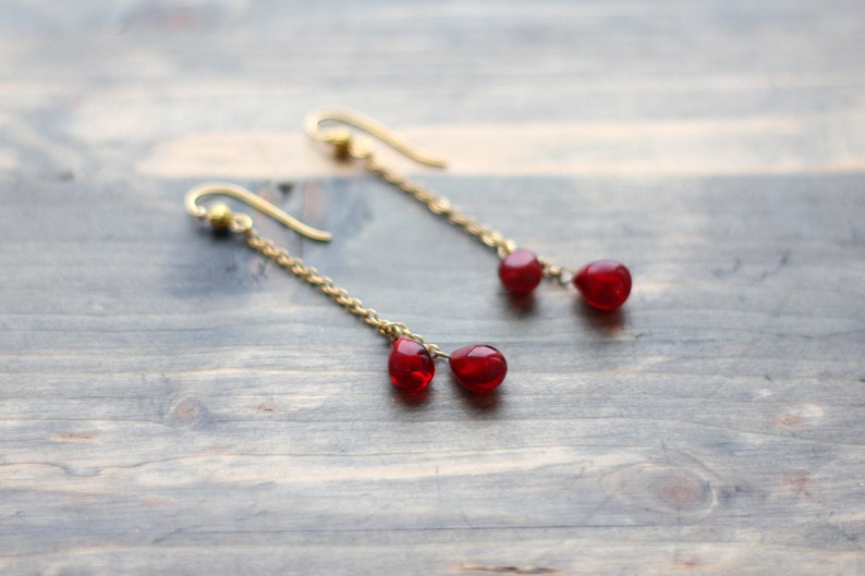golden wire Dangle /& Drop Earrings Glass Pomegranate Earrings Pomegranate earrings chandelier earrings
