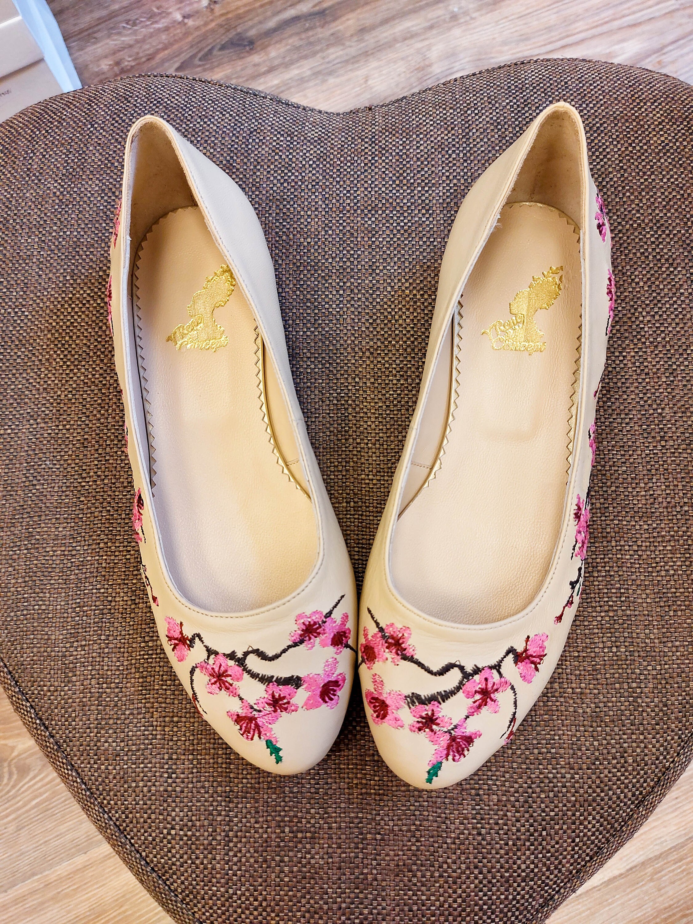 Schoenen damesschoenen Instappers Balletschoenen Handmade Leather Shoes Sakura Embroidery Shoes Comfortable Flat Shoes Flat Balerinas for Women Cherry Blossom Shoes 