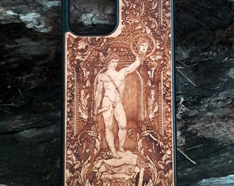 Telefoonhoesje van Perseus Medusa-hout gegraveerd: mythologische kunst