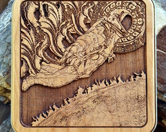 Wood Anniversary Wireless Charger: Laser Engraved Astronaut Tech Gift