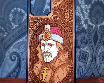 Dracula Vampire for iPhone 17 16 15 & Galaxy S26 S25 S24 Wood Phone Case