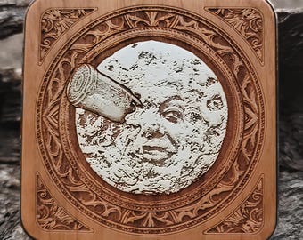 Moon Wireless Charger Laser Engraved Wood | 5 Year Anniversary Tech Gift