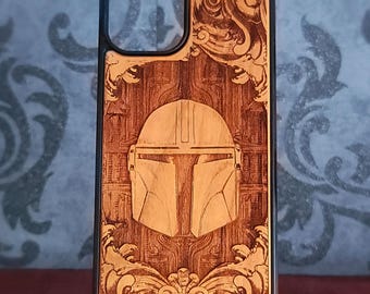 Galactic Bird Emblem, Engraved Real Wood Phone Case for iPhone, Galaxy & Pixel