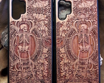 15 14 13 12 11 Pro Max Mini Wood Phone Case, Galaxy S24 S23 S22 S20 S21 Plus Ultra, Note 20 - Till Death Do Us Part - Sold as PAIR