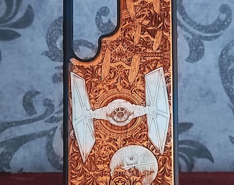 Custodia in legno dipinta a mano per iPhone 17 16 e Galaxy S26 S25