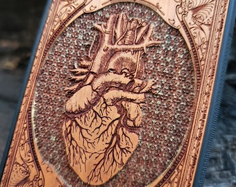 iPhone & Galaxy Heart Wood Phone Case: Hand-Painted / Laser Engraved