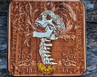 Wood Wireless Charger: Gothic Skull Design Laser Engraved