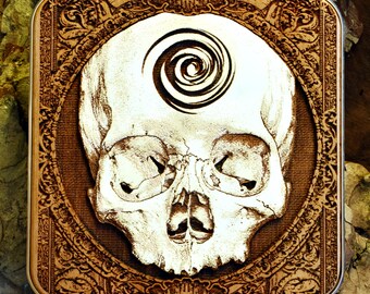 Gothic Skull Wireless Charger: Laser Engraved Wood Tech Gift