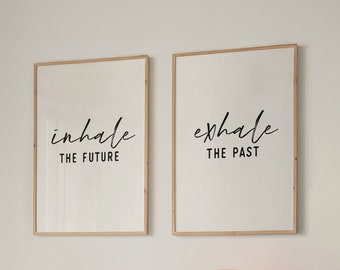 Inhale Exhale Print Yoga Poster Printable Wall Art Bedroom Wall Art Digital Prints Set of 2 Prints Inspirational Quote Print