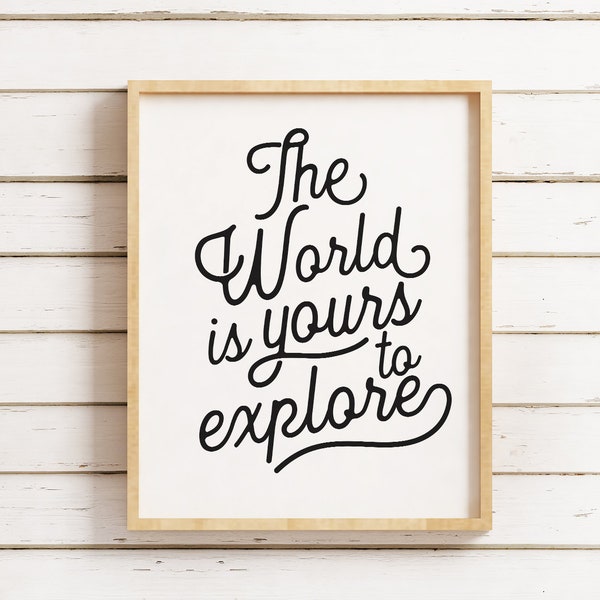 The world is yours to explore, Printable art, Kids room decor, Boy nursery decor, Travel posters, Nursery wall decor, Adventure nursery