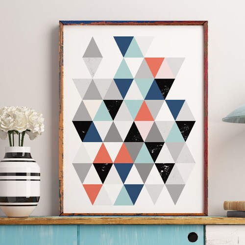 Geometric Abstract Black and White Printable Wall Art Print | Etsy