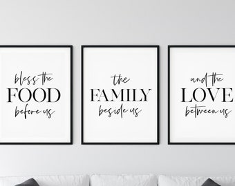 Esszimmer Wand Kunst 3er Set, Familiensegen Drucke (Digitaler Download)