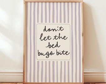 Don't Let the Bed Bugs Bite Print, Funny Kids Bedroom Wall Art, Playful Nursery Decor, Digital Download
