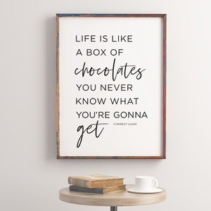 Life is like a box of chocolates, Printable wall art, Motivational poster, Dorm room decor, Mindfulness gift, Downloadable prints